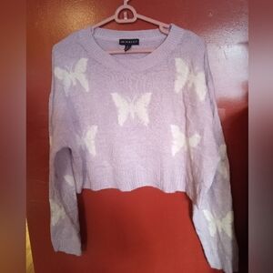 Streetwear Society Pastel Purple Butterfly Sweater